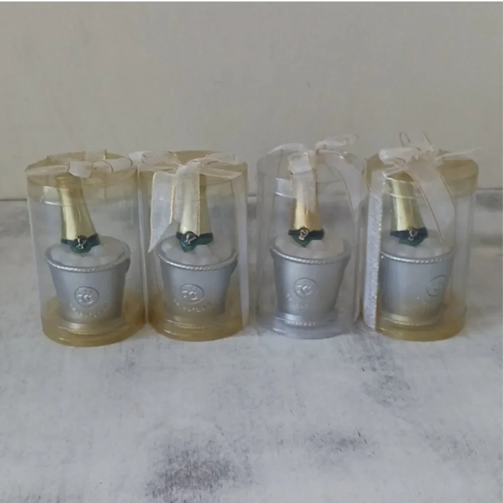 Candles Set of 4 pc Champagne Bottle in Ice Bucket Minis NEW